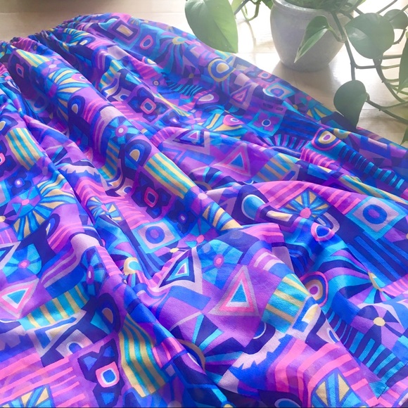 VTG 80s Sheer Art Deco Midi Skirt plus size XXL - Picture 3 of 7